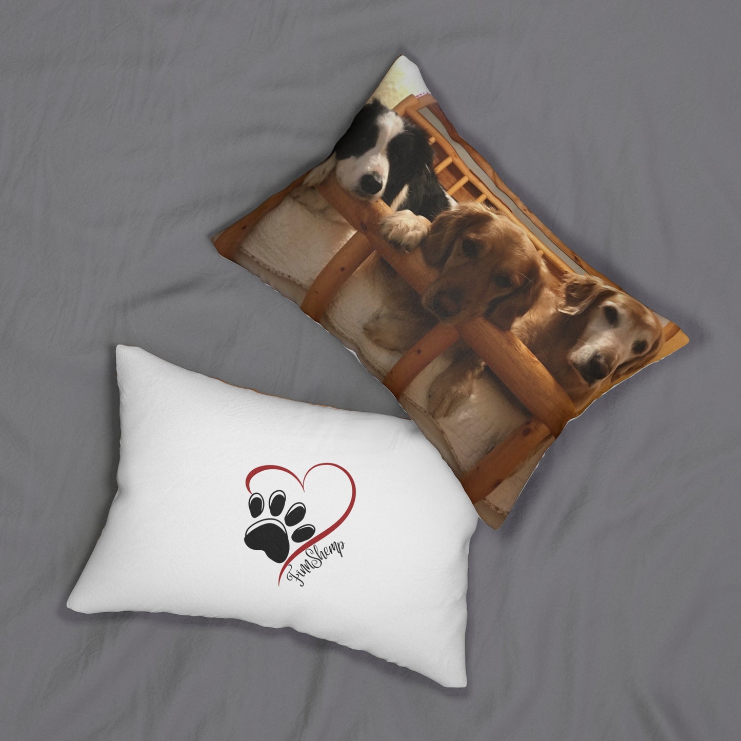 Three Dogs Spun Polyester Lumbar Pillow