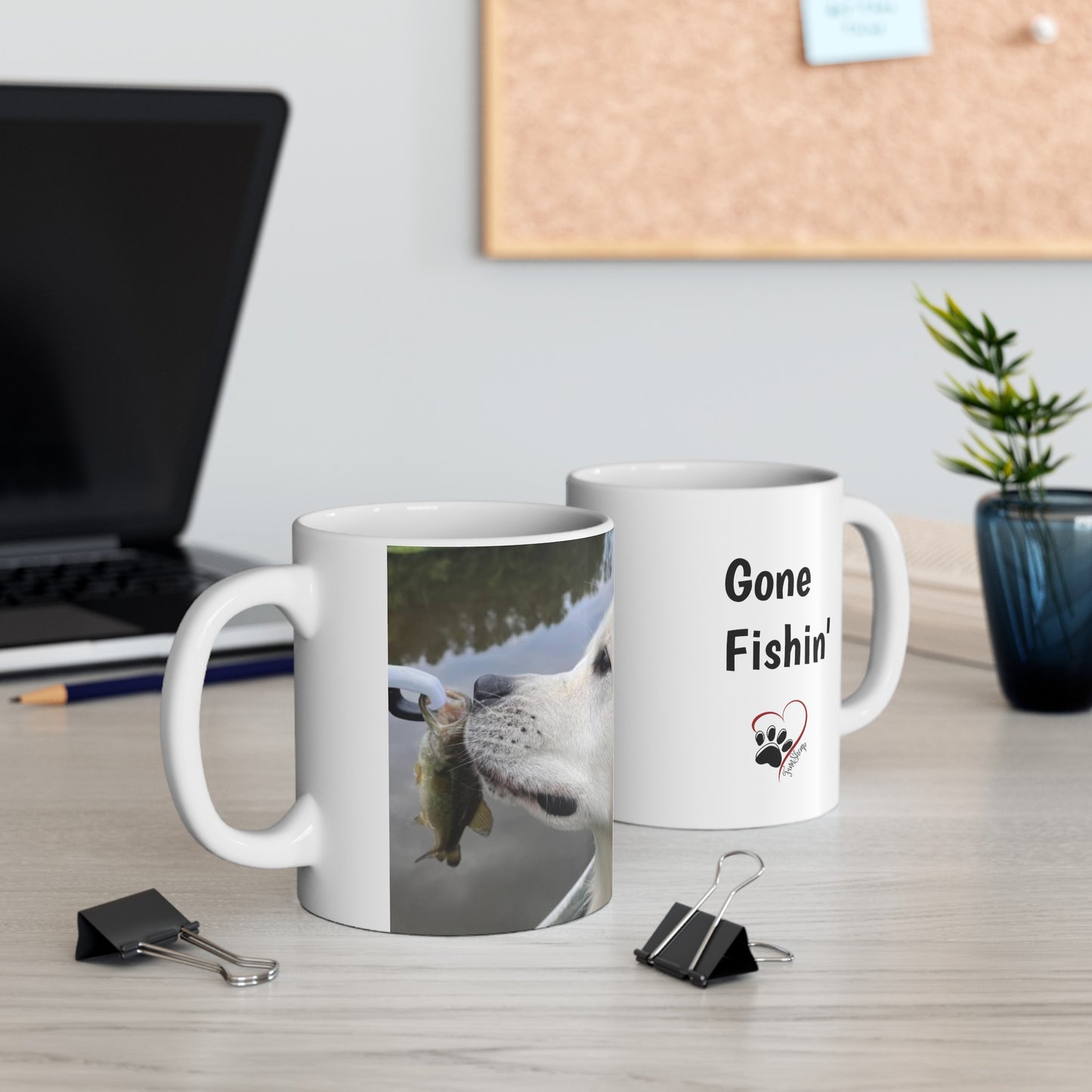 Dog Gone Fishin' Ceramic Mug, (11oz, 15oz)