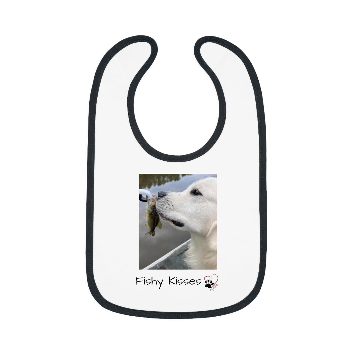 Fishy Kisses Baby Contrast Trim Jersey Bib
