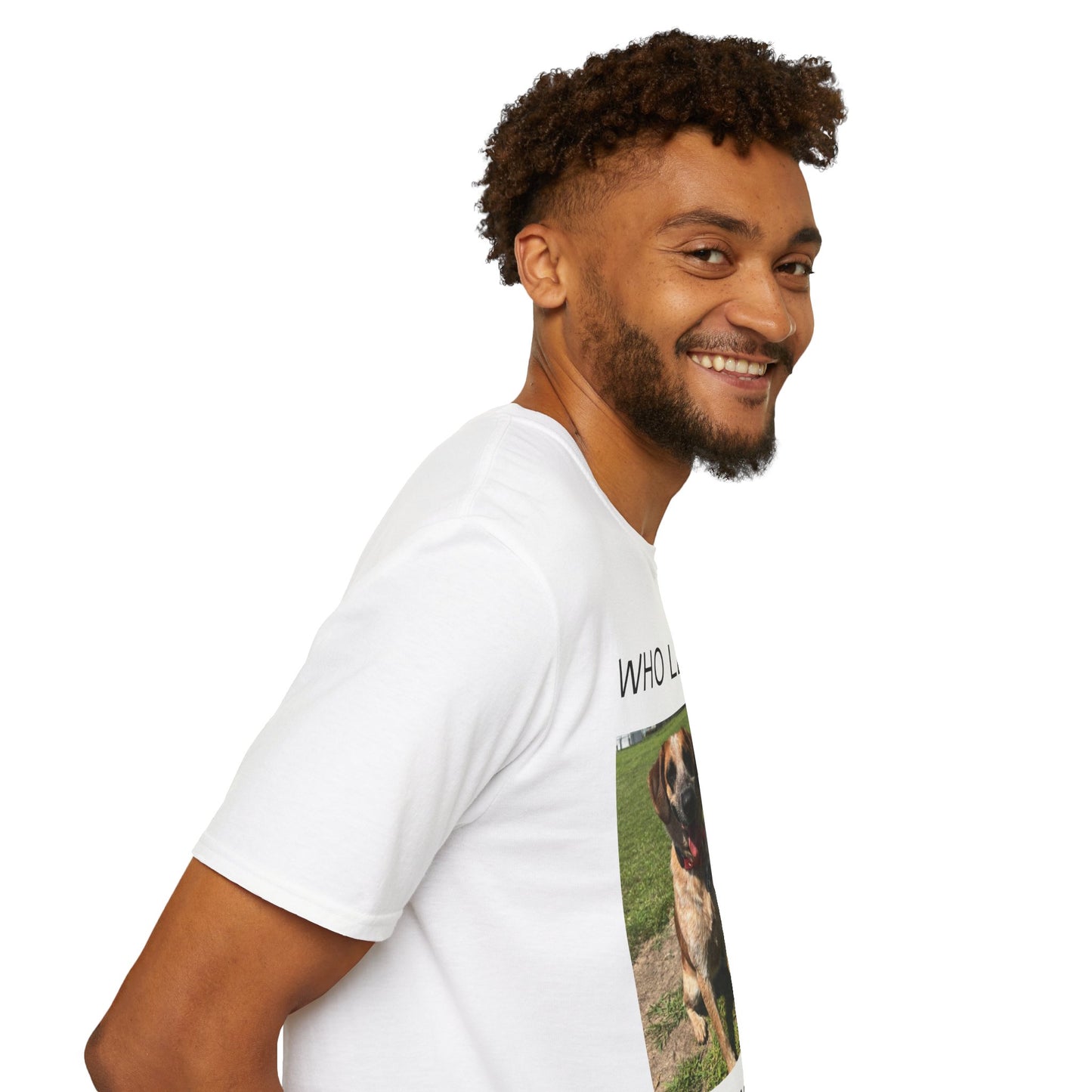 "WHO LET THE DOG'S OUT? Unisex Softstyle T-Shirt