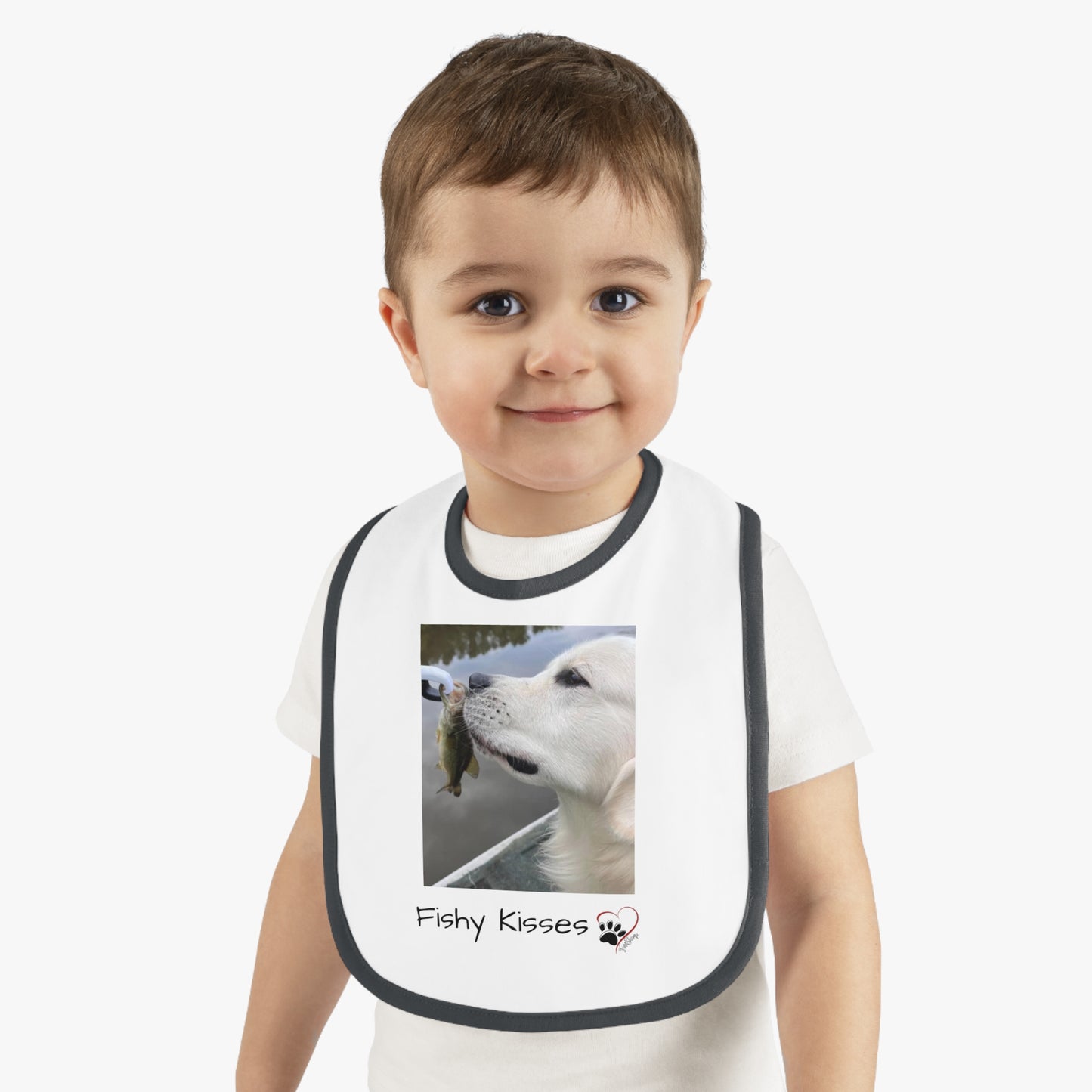 Fishy Kisses Baby Contrast Trim Jersey Bib