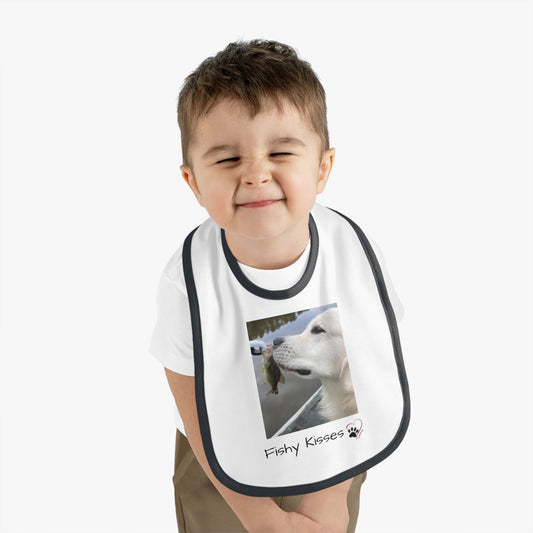 Fishy Kisses Baby Contrast Trim Jersey Bib