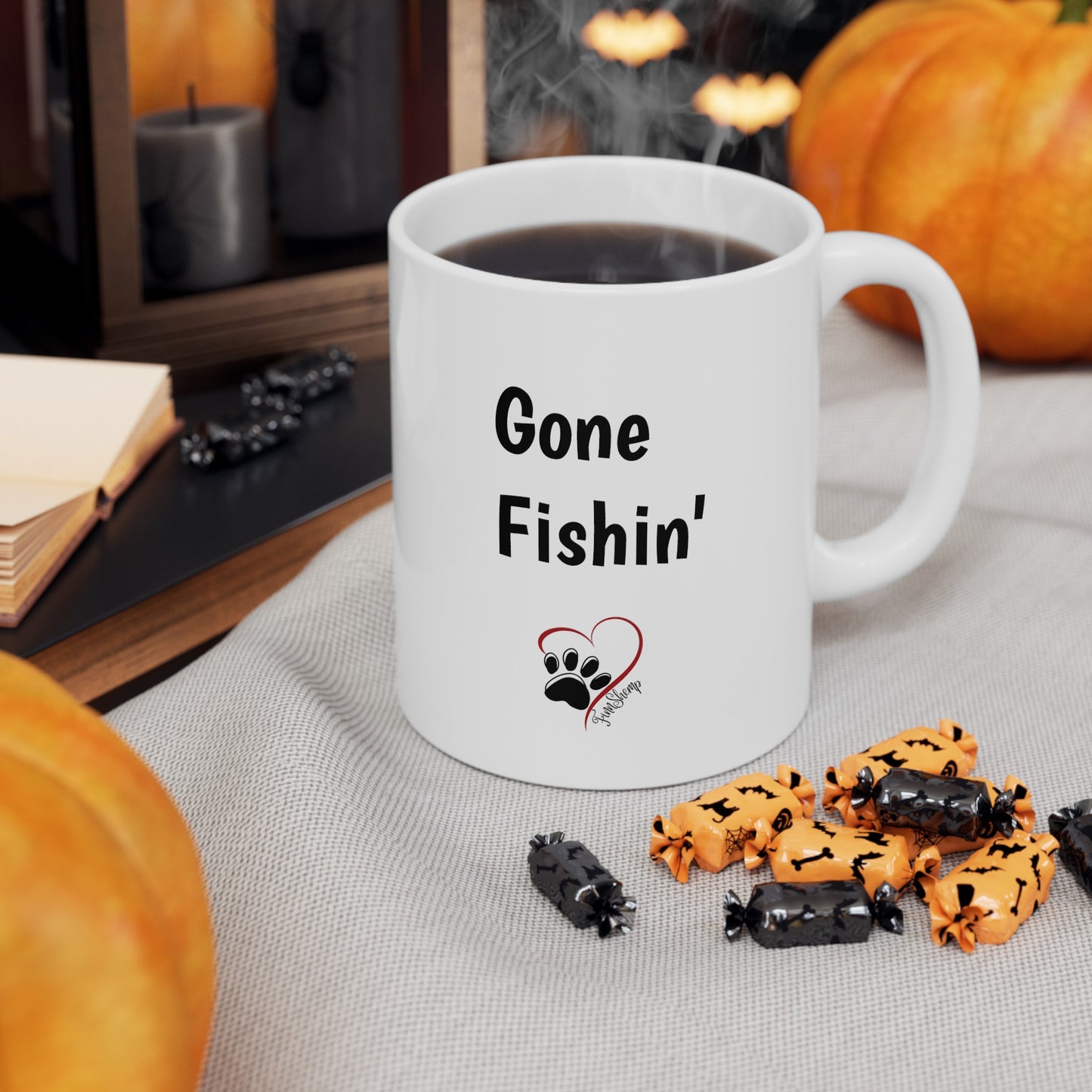 Dog Gone Fishin' Ceramic Mug, (11oz, 15oz)